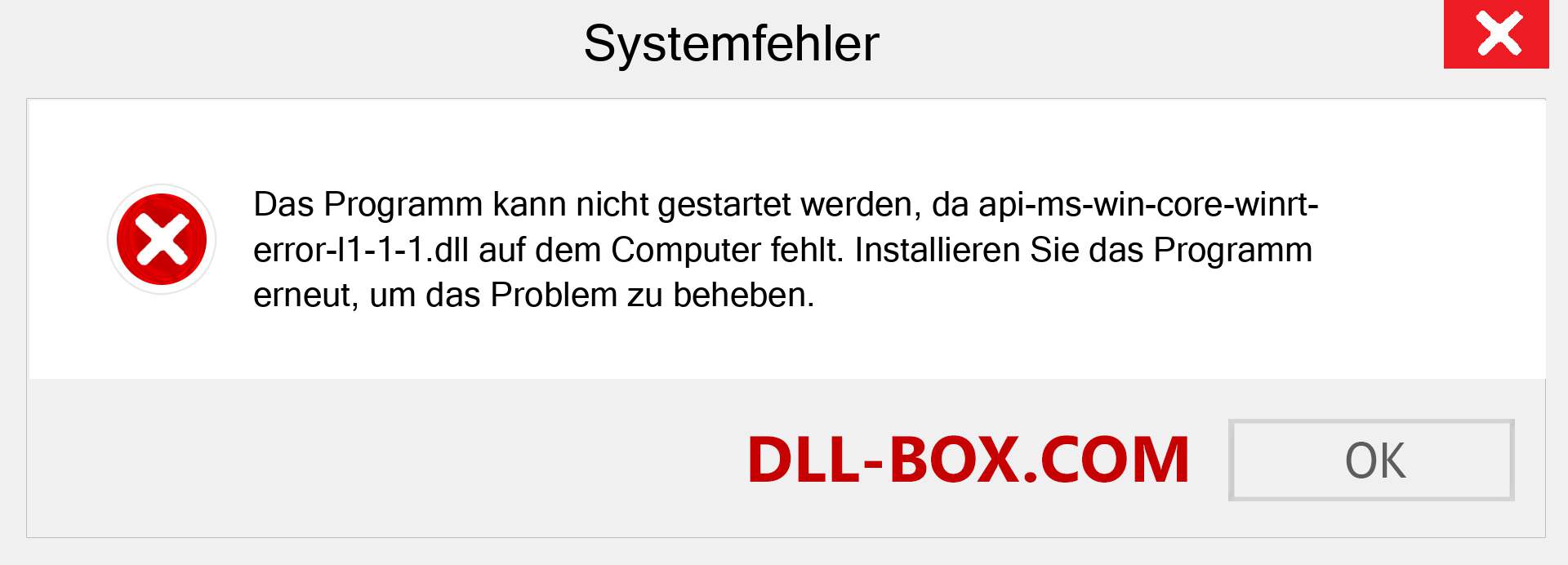 api-ms-win-core-winrt-error-l1-1-1.dll-Datei fehlt?. Download für Windows 7, 8, 10 - Fix api-ms-win-core-winrt-error-l1-1-1 dll Missing Error unter Windows, Fotos, Bildern